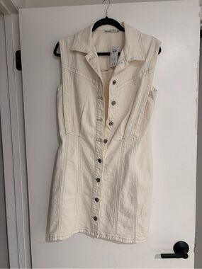 Abercrombie & Fitch Cream Button-Front Mini Dress